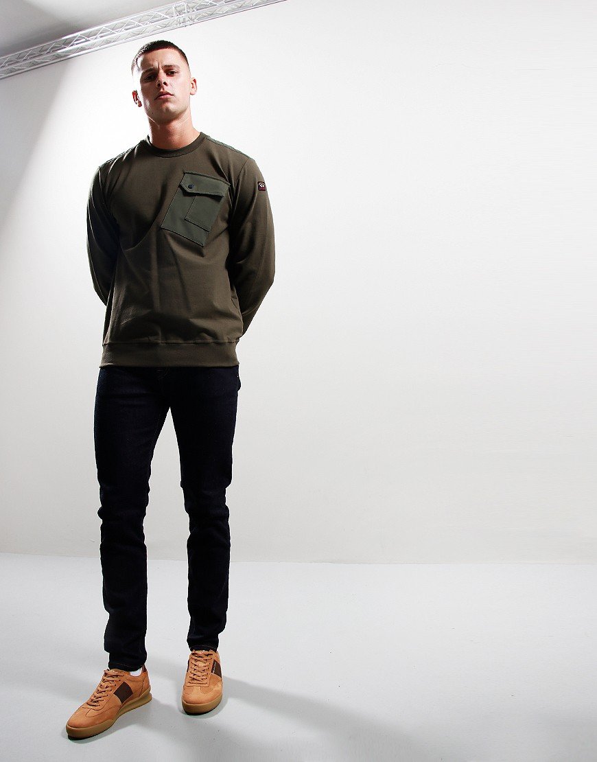 Paul & Shark Typhoon Pocket Crew Sweat Military Green