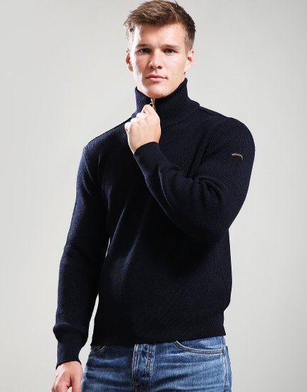 Paul & Shark Tech Wool Half Zip Sweater Navy