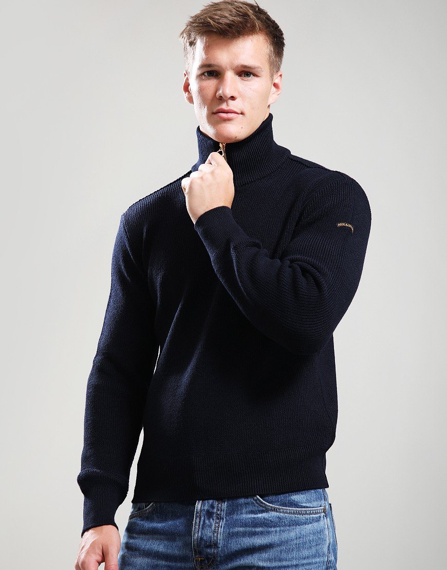 Paul & Shark Tech Wool Half Zip Sweater Navy
