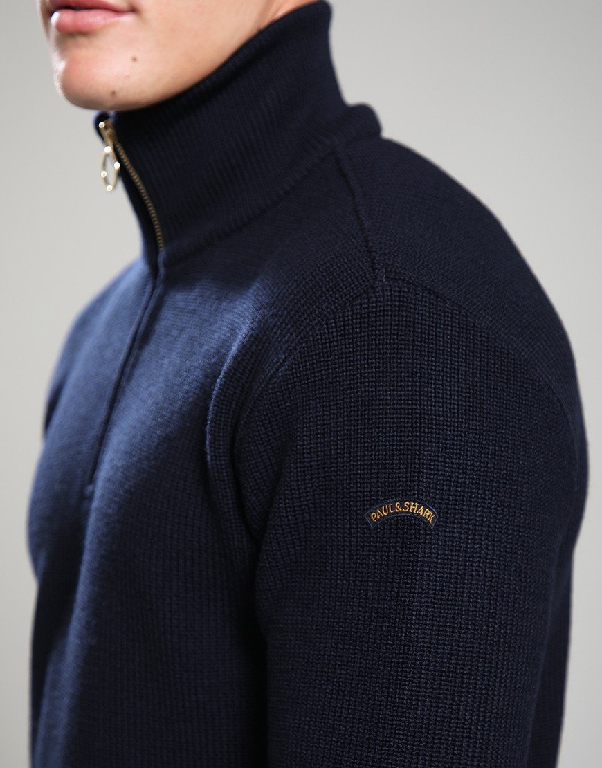 Paul & Shark Tech Wool Half Zip Sweater Navy