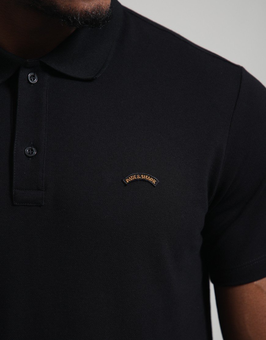 Paul & Shark Fine Piquet Cotton Polo Shirt With Logo Black