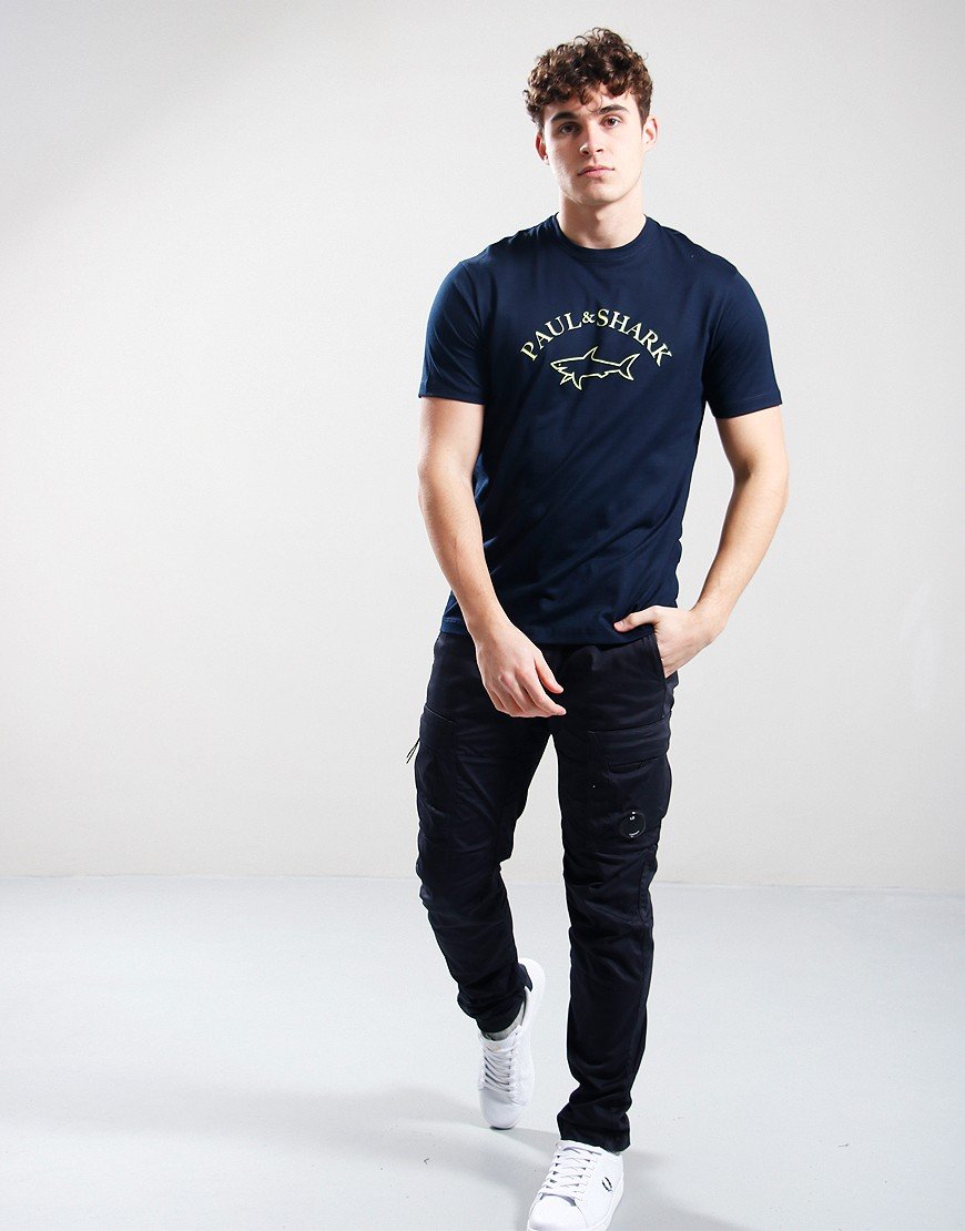 Paul & Shark Jersey Printed Logo T-Shirt Blue