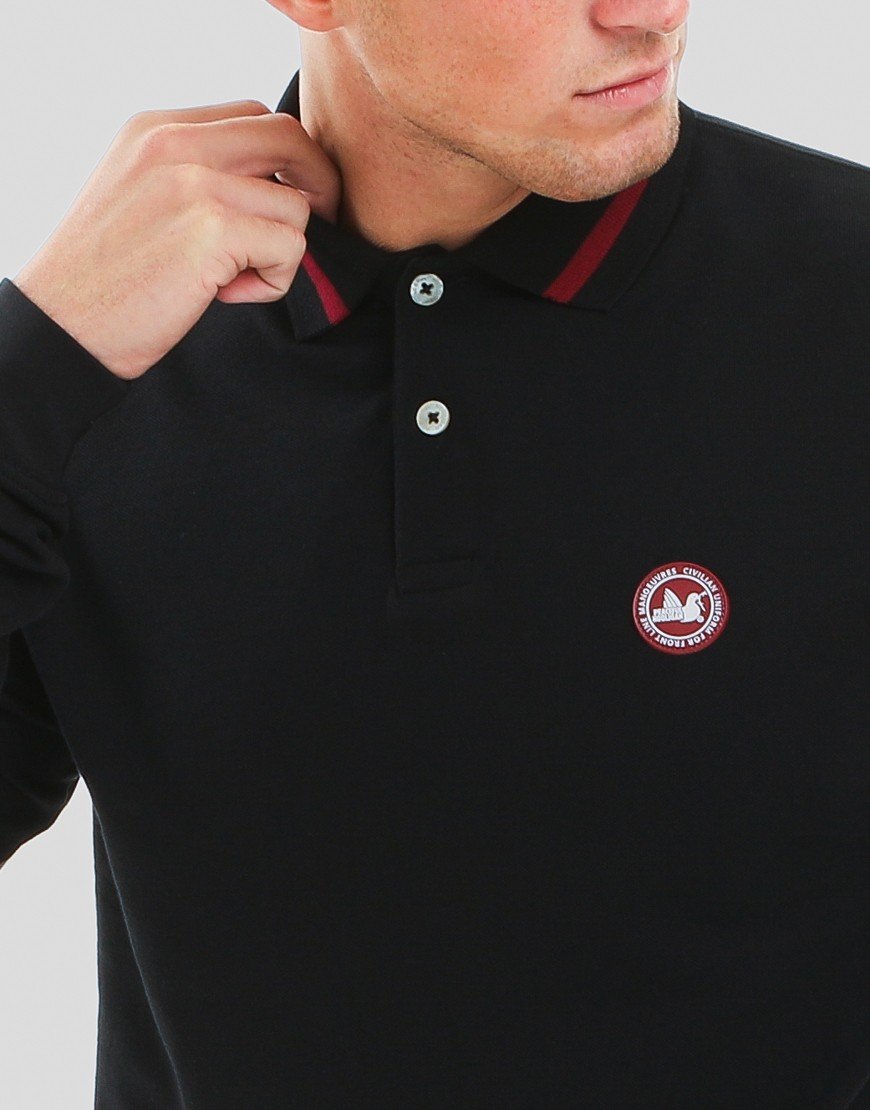Peaceful Hooligan Bond Long Sleeve Polo Shirt Black