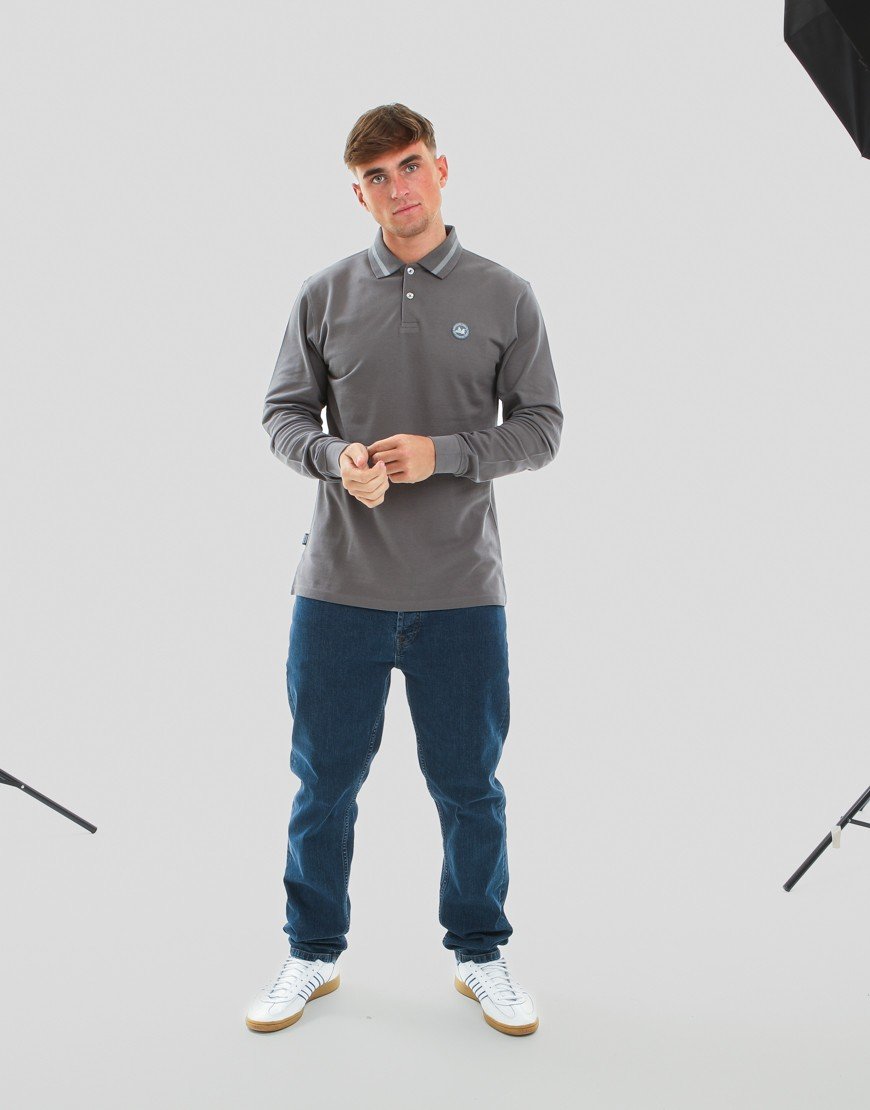 Peaceful Hooligan Bond Long Sleeve Polo Shirt Gunmetal
