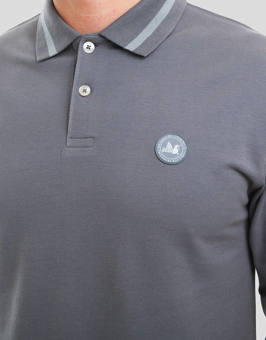 Peaceful Hooligan Bond Long Sleeve Polo Shirt Gunmetal