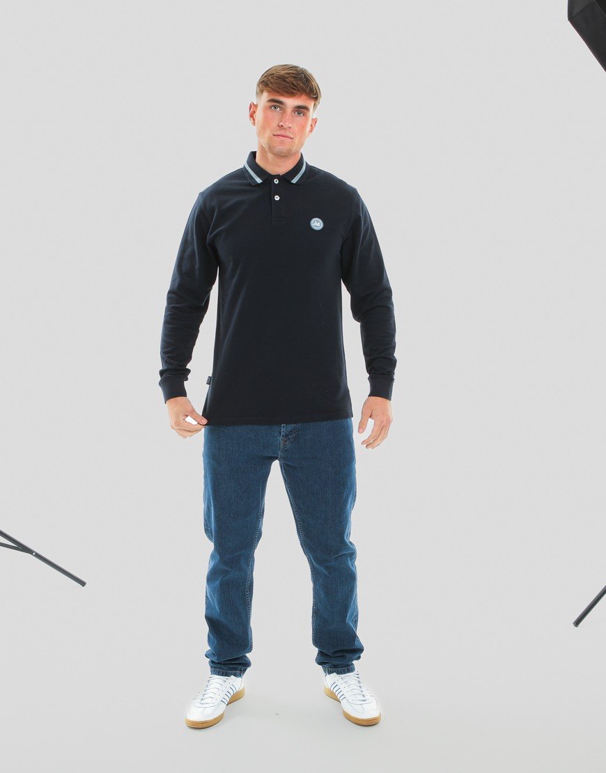 Peaceful Hooligan Bond Long Sleeve Polo Shirt Navy
