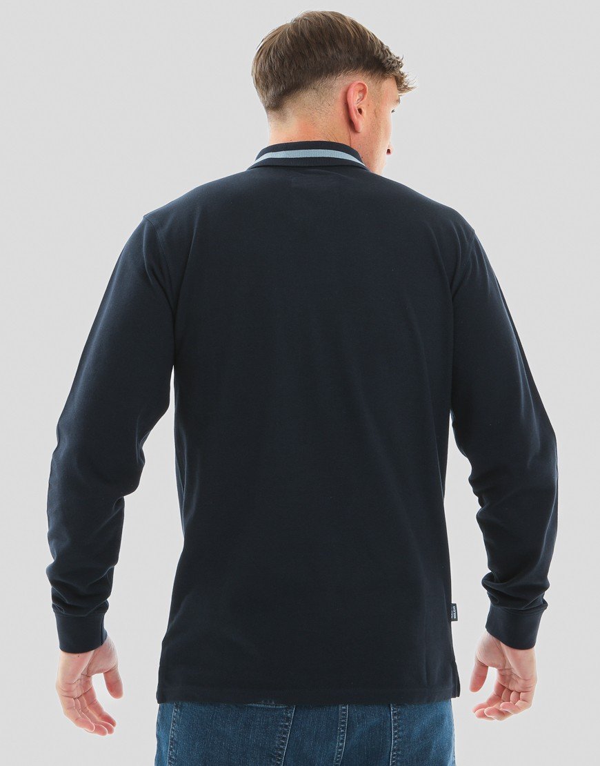 Peaceful Hooligan Bond Long Sleeve Polo Shirt Navy
