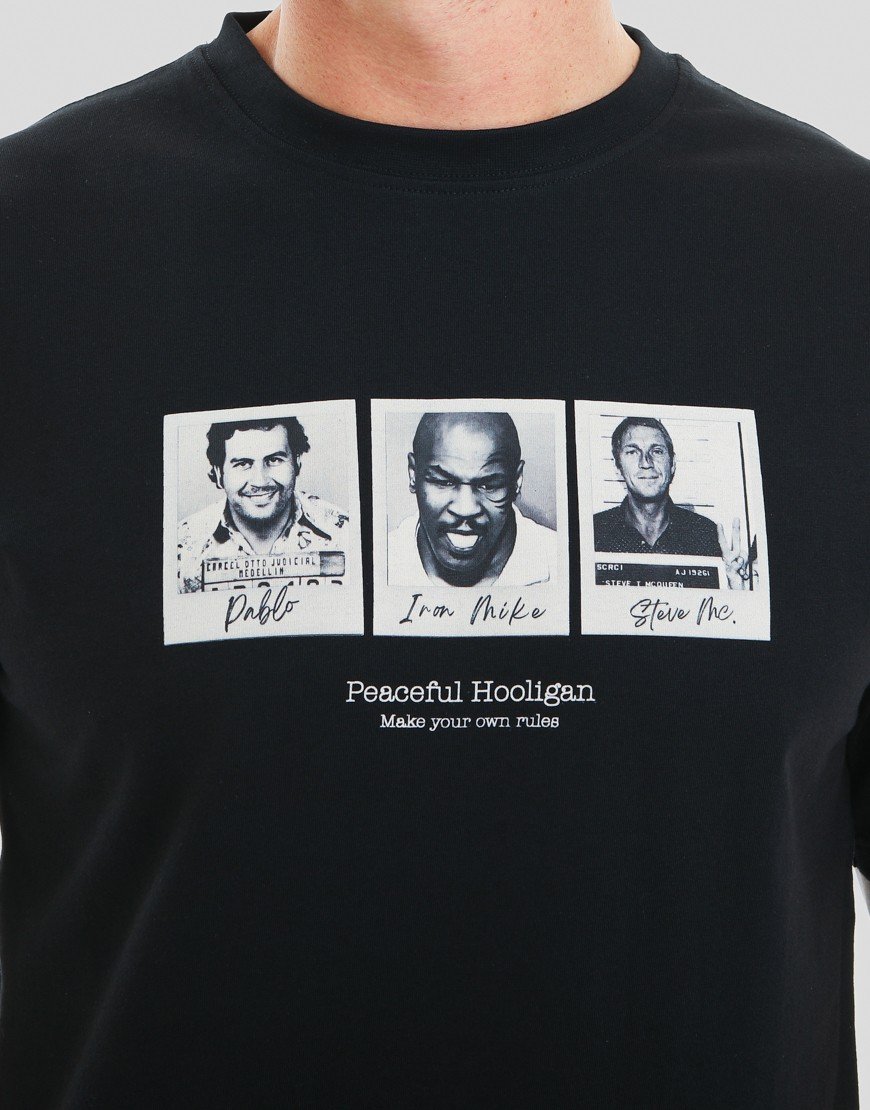 Peaceful Hooligan Mugshot T-Shirt Black