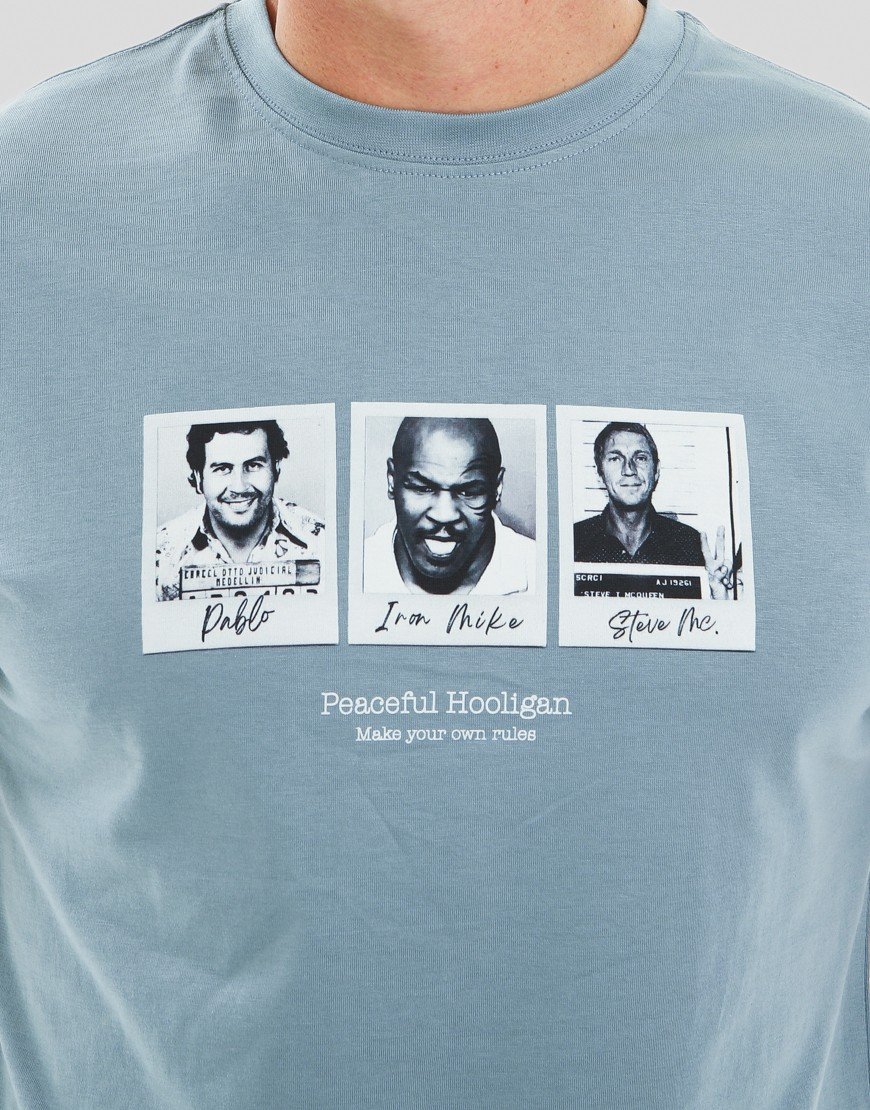 Peaceful Hooligan Mugshot T-Shirt Slate