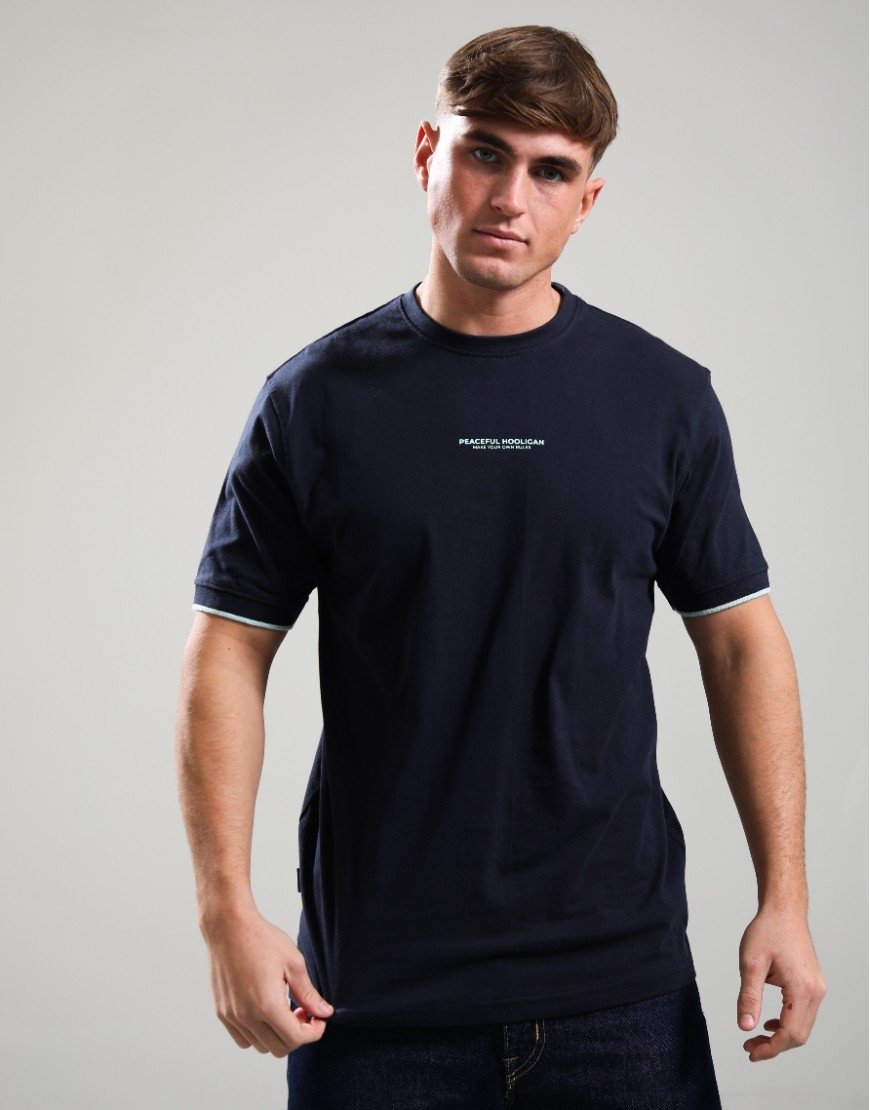 Peaceful Hooligan MYOR Tipped T-Shirt Navy