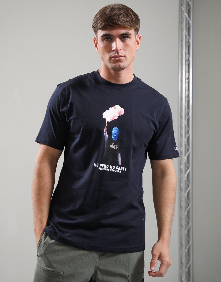 Peaceful Hooligan No Pyro No Party T-Shirt Navy