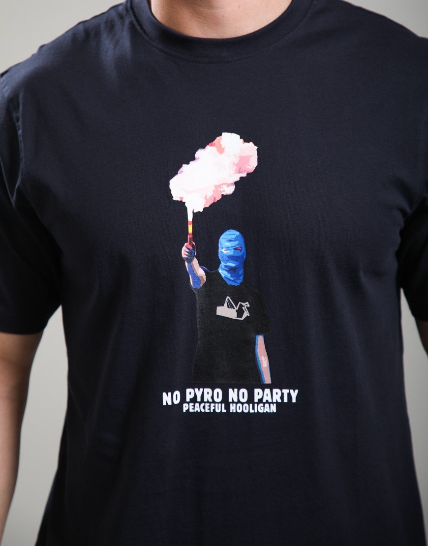 Peaceful Hooligan No Pyro No Party T-Shirt Navy