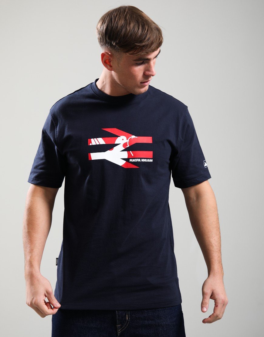 Peaceful Hooligan Railway Dove T-Shirt Navy