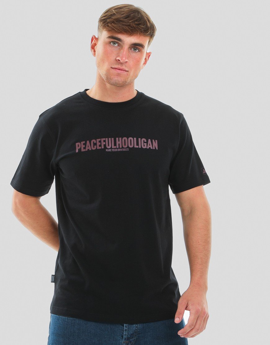 Peaceful Hooligan Script T-Shirt Black