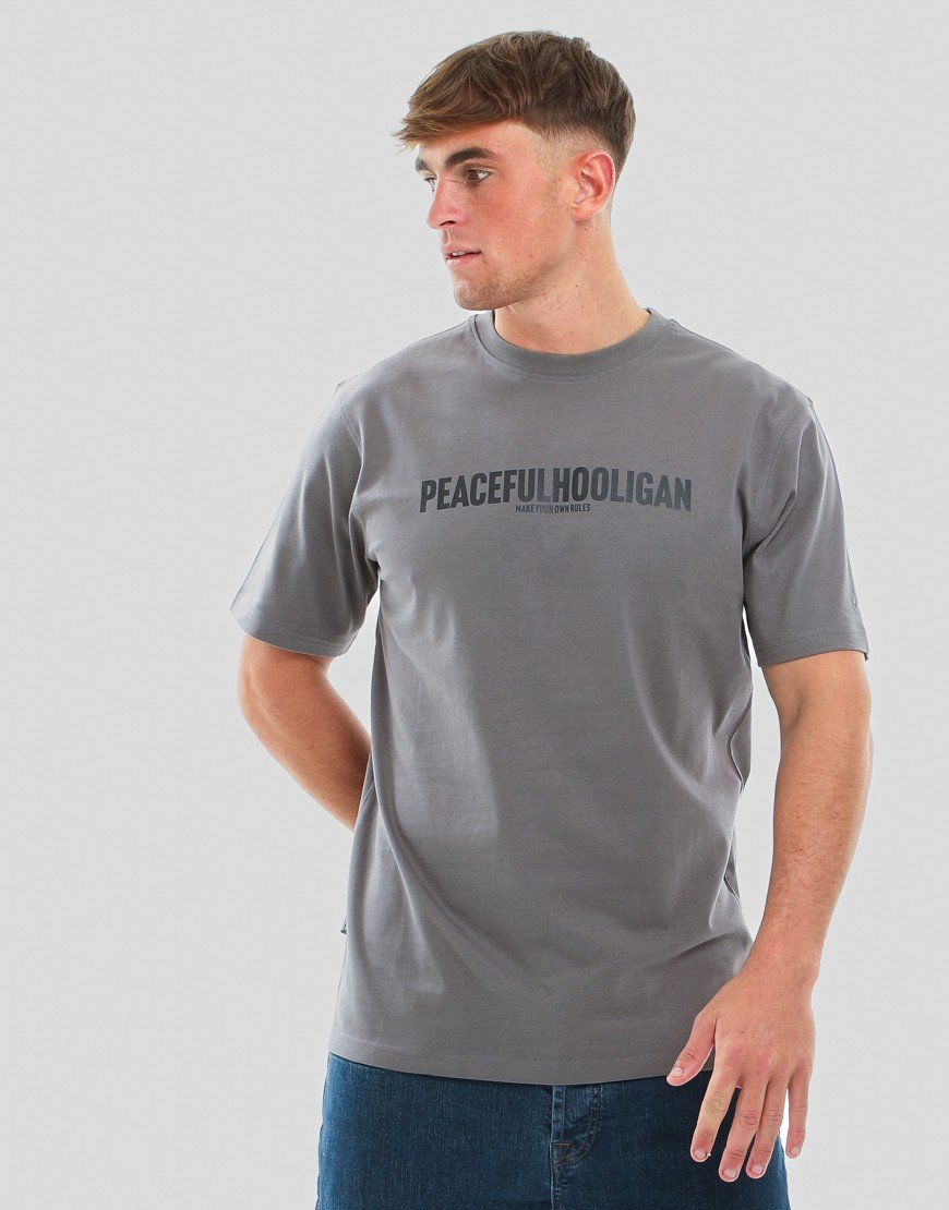Peaceful Hooligan Script T-Shirt Gunmetal