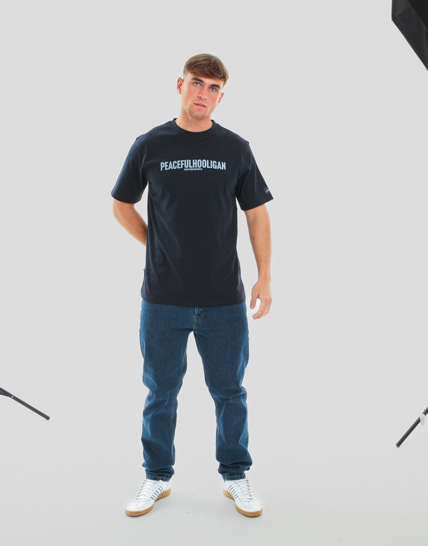 Peaceful Hooligan Script T-Shirt Navy