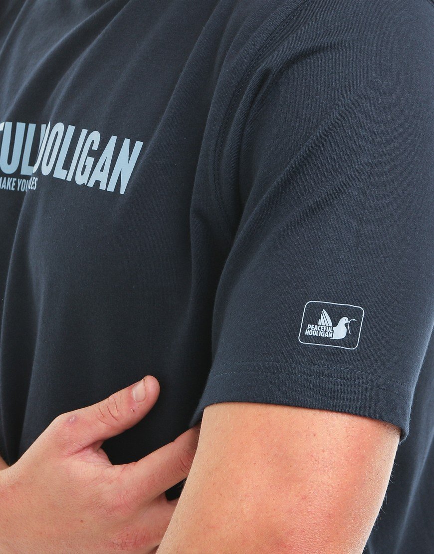 Peaceful Hooligan Script T-Shirt Navy