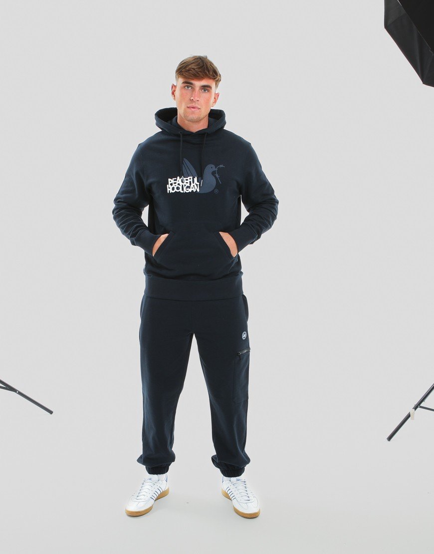 Peaceful Hooligan Tagged Hoodie Navy