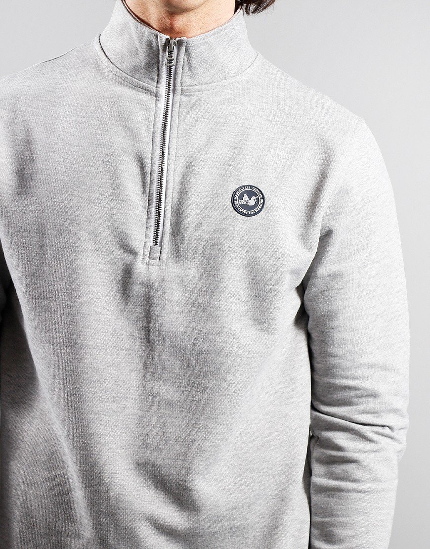 Peaceful Hooligan Tri Funnel Quarter Zip Sweat Marl Grey