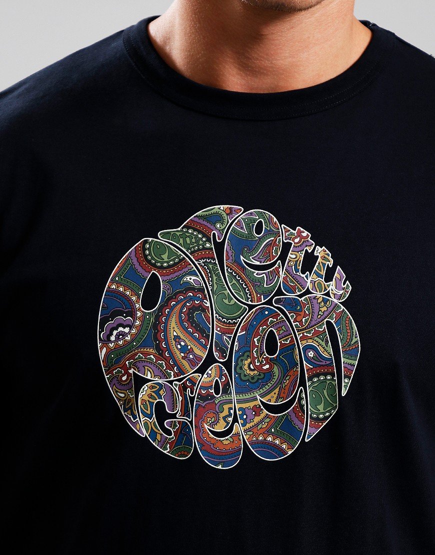 Pretty Green 15Th Anniversary Paisley Logo T-Shirt Black