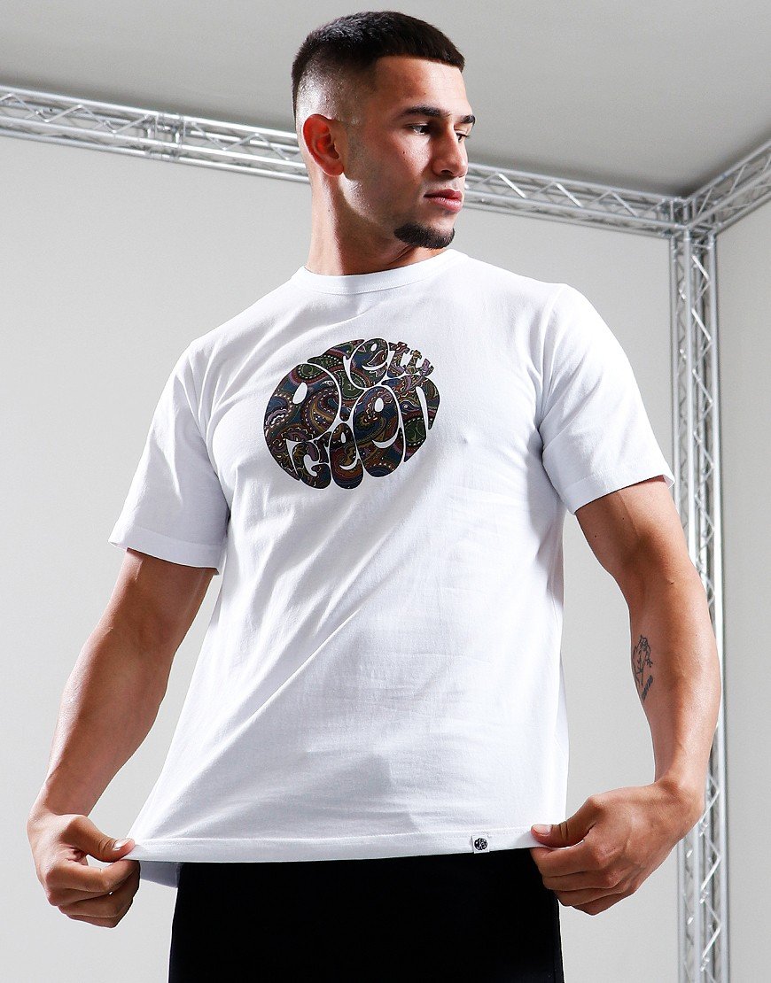 Pretty Green 15Th Anniversary Paisley Logo T-Shirt White