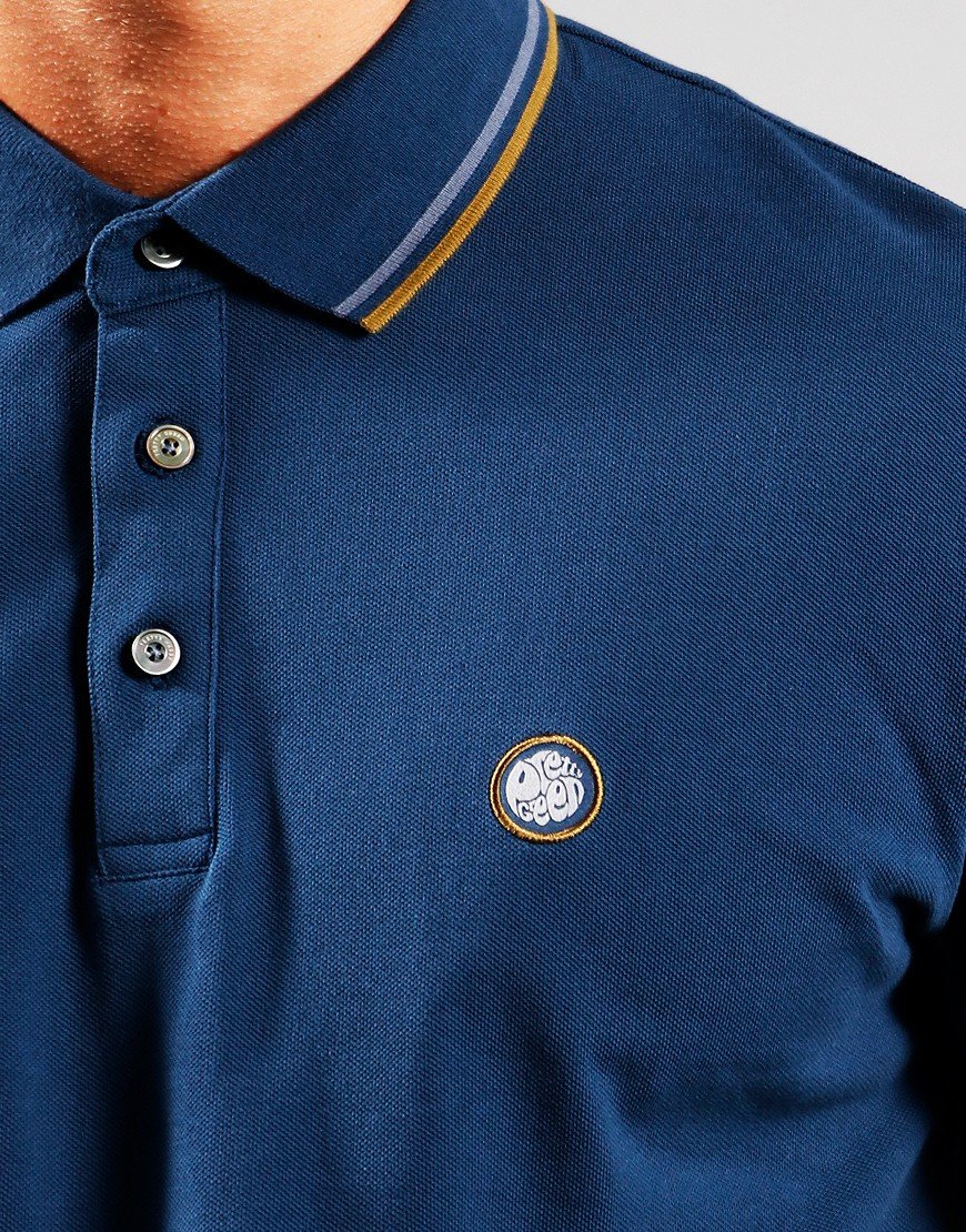 Pretty Green Alloway Paisley Placket Polo Shirt Blue