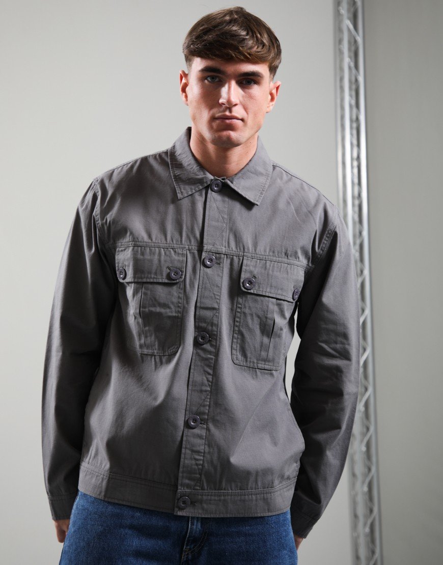 Pretty Green Bostall Solid Overshirt Grey
