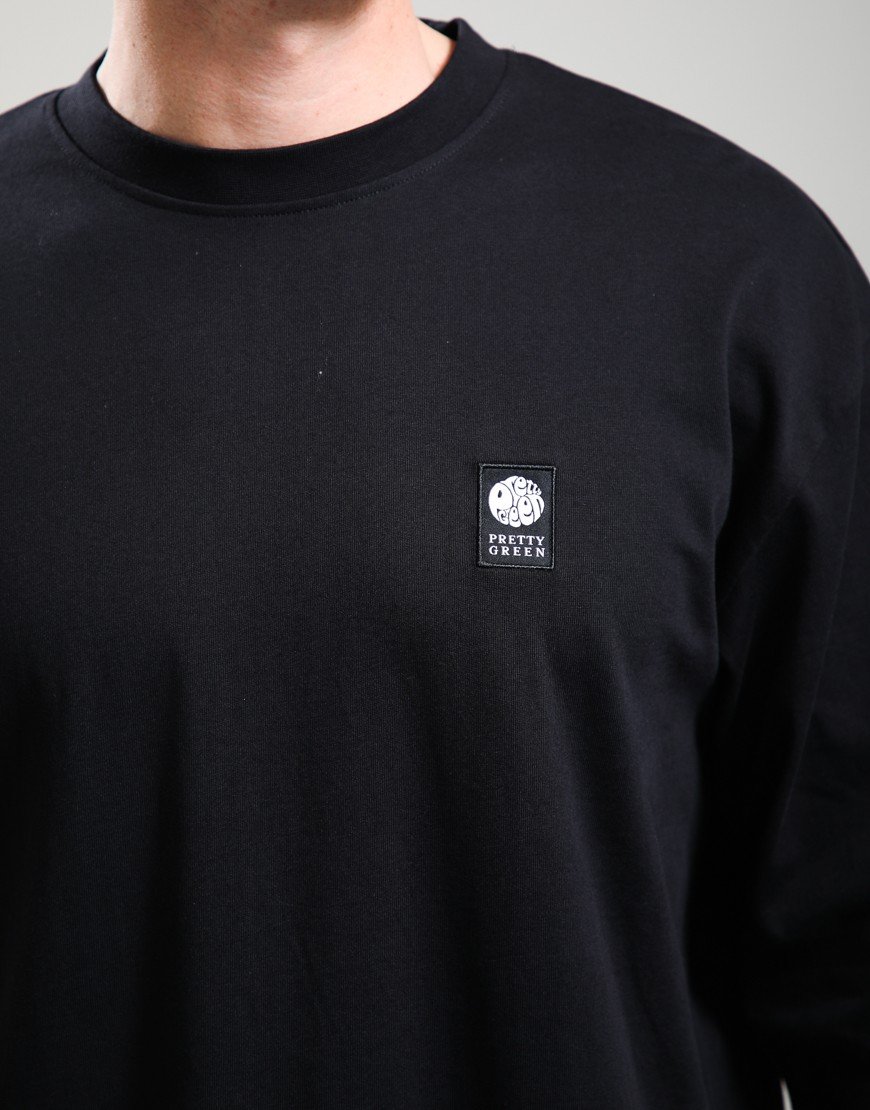 Pretty Green Brennan Long Sleeve T-Shirt Black