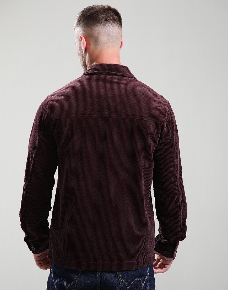 Pretty Green Dalmorton Cord Overshirt Burgundy