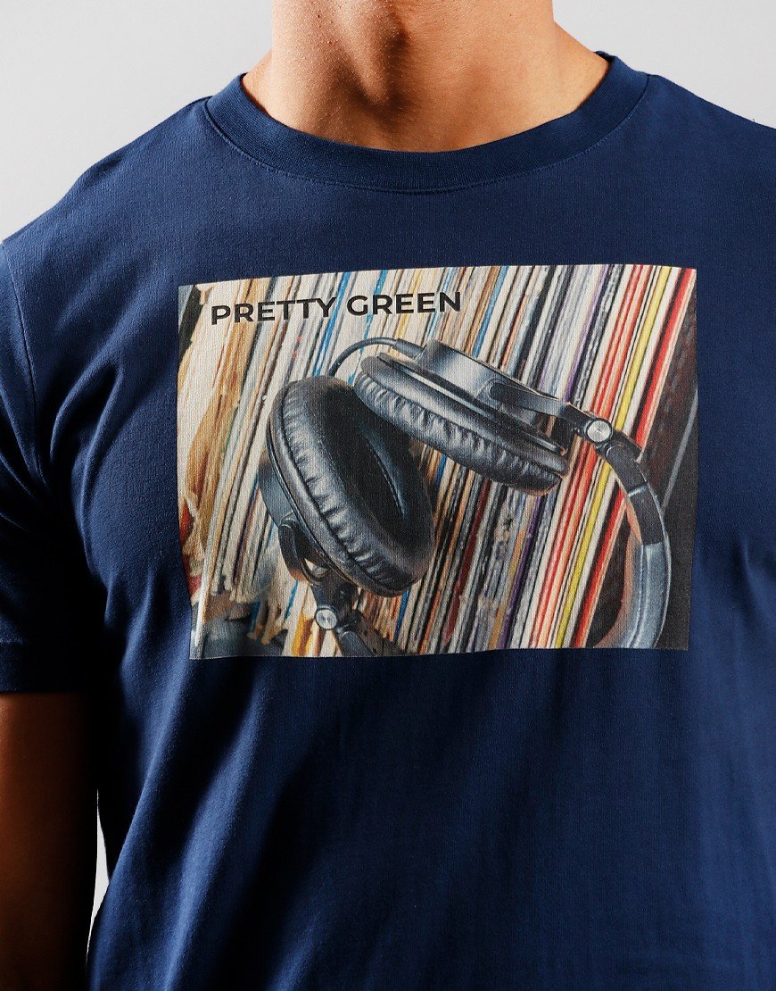 Pretty Green Headphones Photo T-Shirt Navy 