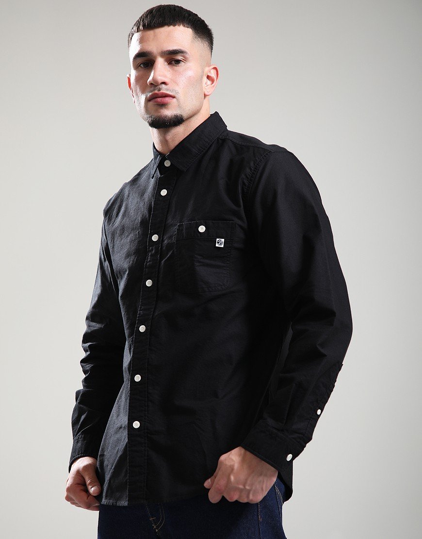 Pretty Green House Paisley Oxford Long Sleeve Shirt Black