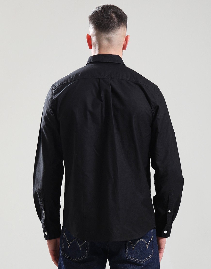 Pretty Green House Paisley Oxford Long Sleeve Shirt Black