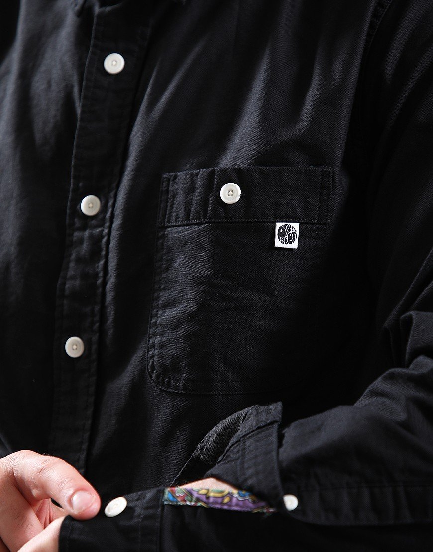 Pretty Green House Paisley Oxford Long Sleeve Shirt Black