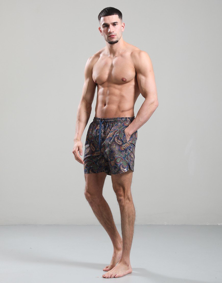 Pretty Green House Paisley Swim Shorts Black