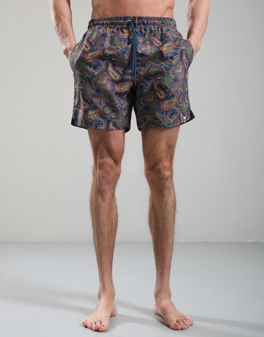 Pretty Green House Paisley Swim Shorts Black