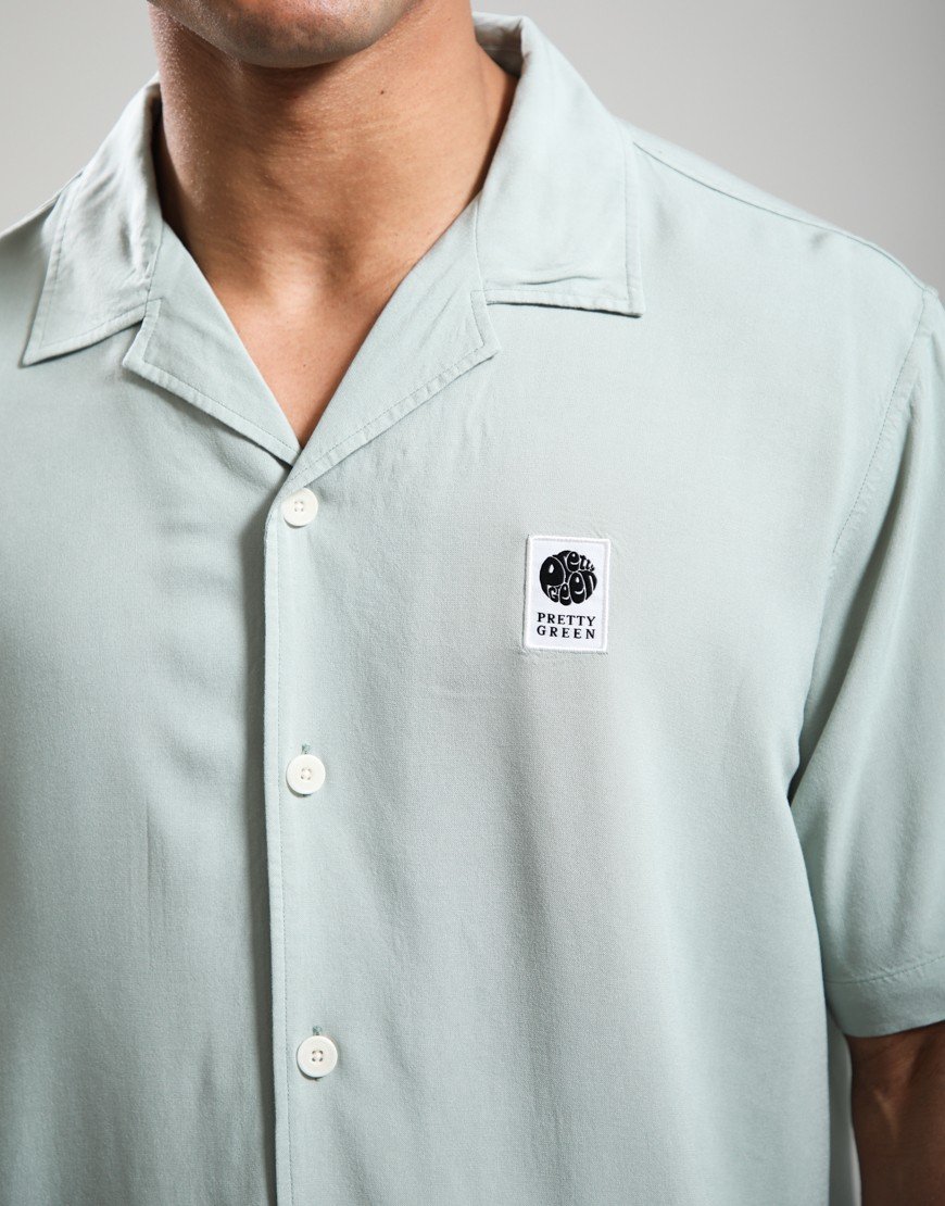 Pretty Green Islington Cuban Collar Shirt Light Green