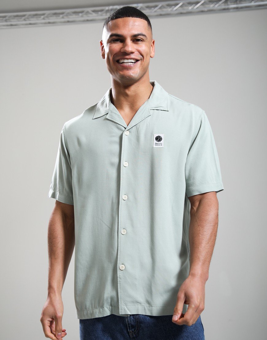 Pretty Green Islington Cuban Collar Shirt Light Green