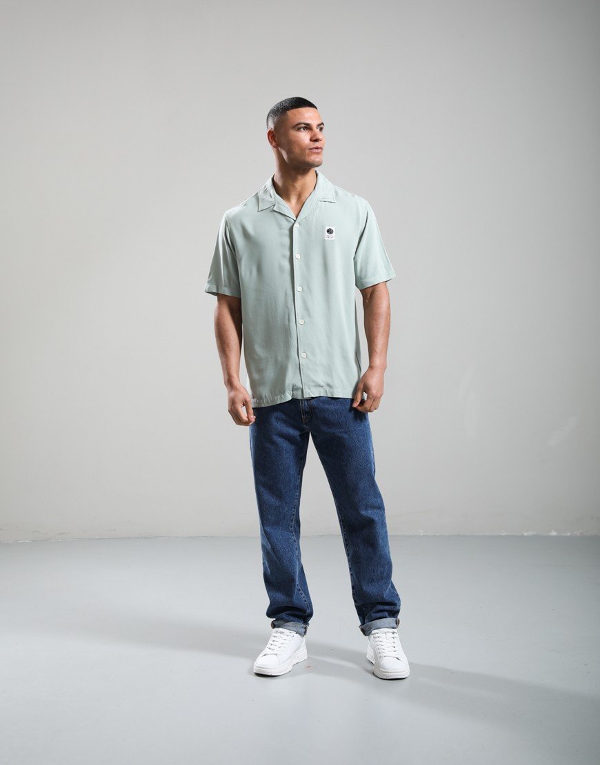 Pretty Green Islington Cuban Collar Shirt Light Green