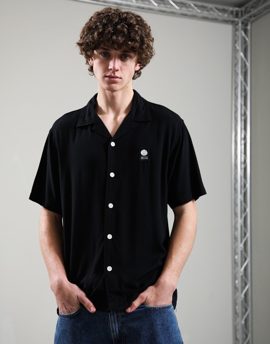 Pretty Green Islington Cuban Collar Shirt Black