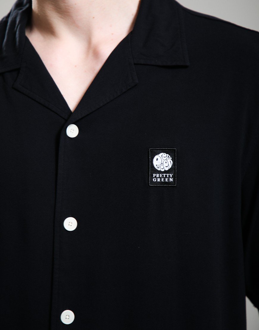 Pretty Green Islington Cuban Collar Shirt Black