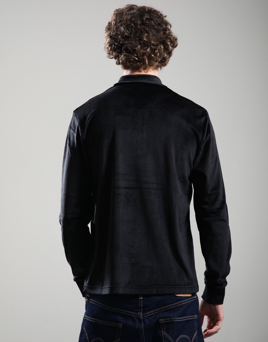 Pretty Green Kennedy Velour Polo Shirt Black
