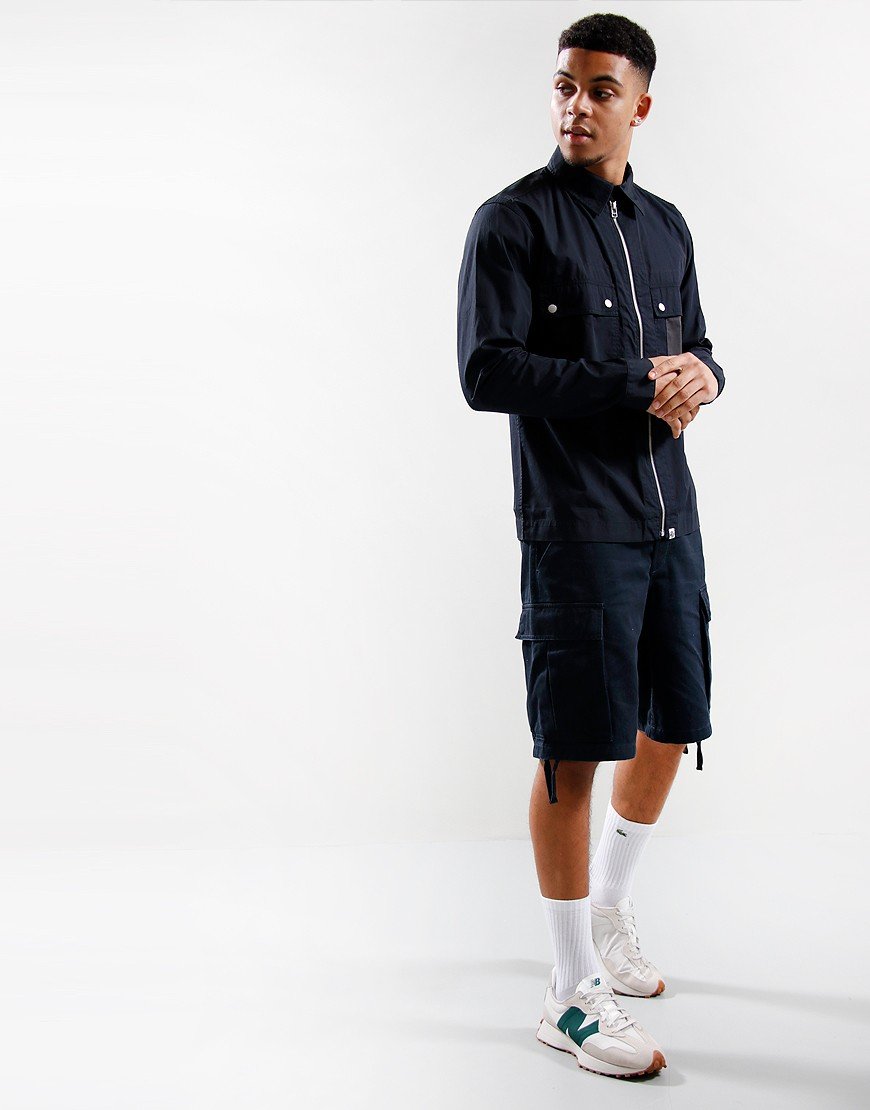 Pretty Green Larman Zip Overshirt Black