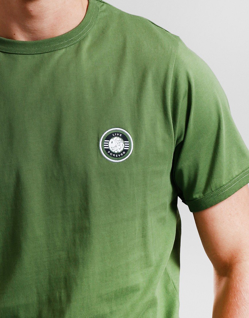 Pretty Green Live Forever Badge T-Shirt Green