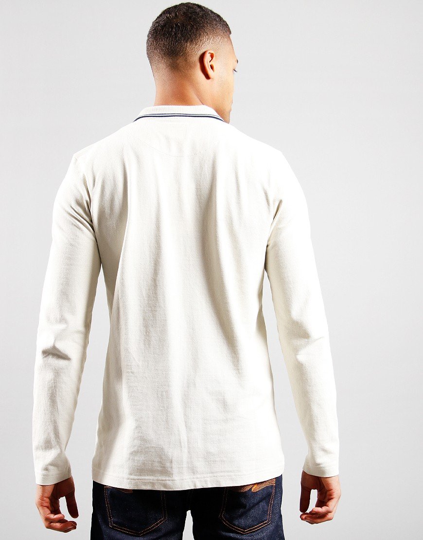 Pretty Green Long Sleeve Barton Polo Shirt Light Grey 