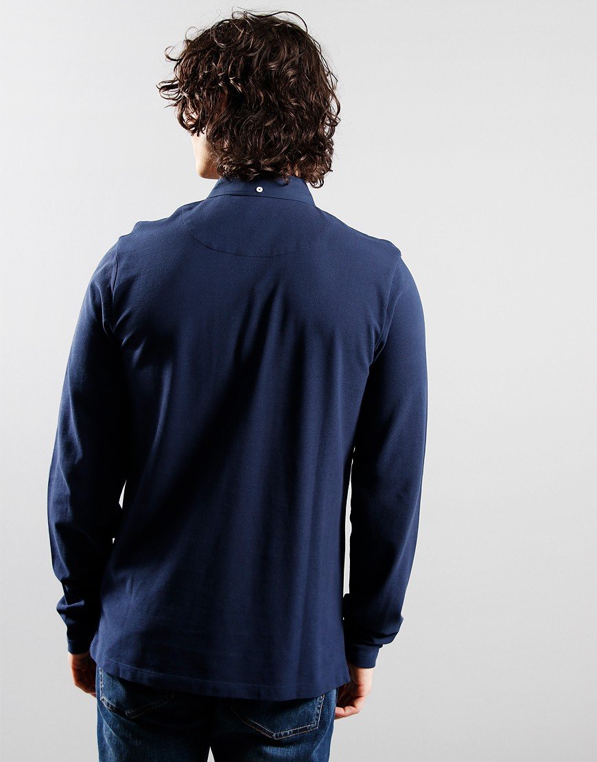 Pretty Green Pop Long Sleeve Polo Shirt Navy