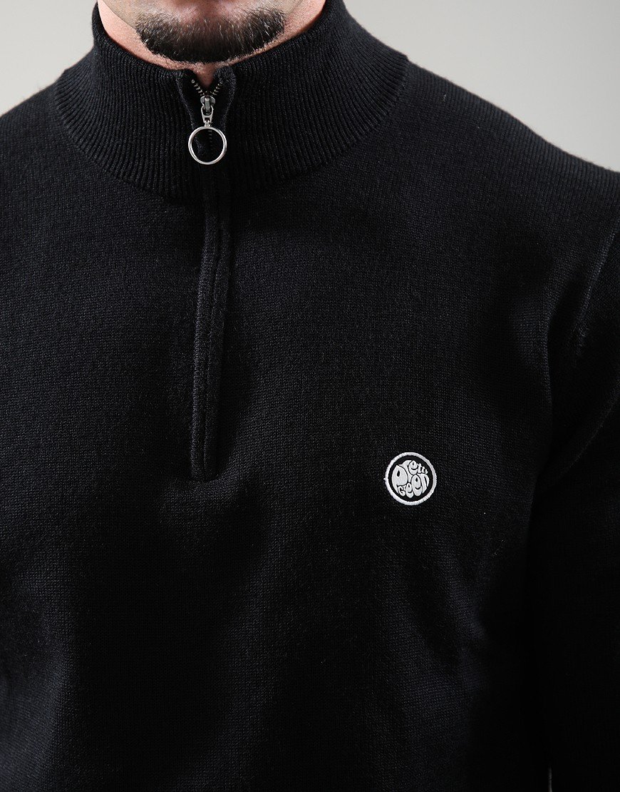 Pretty Green Merino 1/4 Zip Knit Black