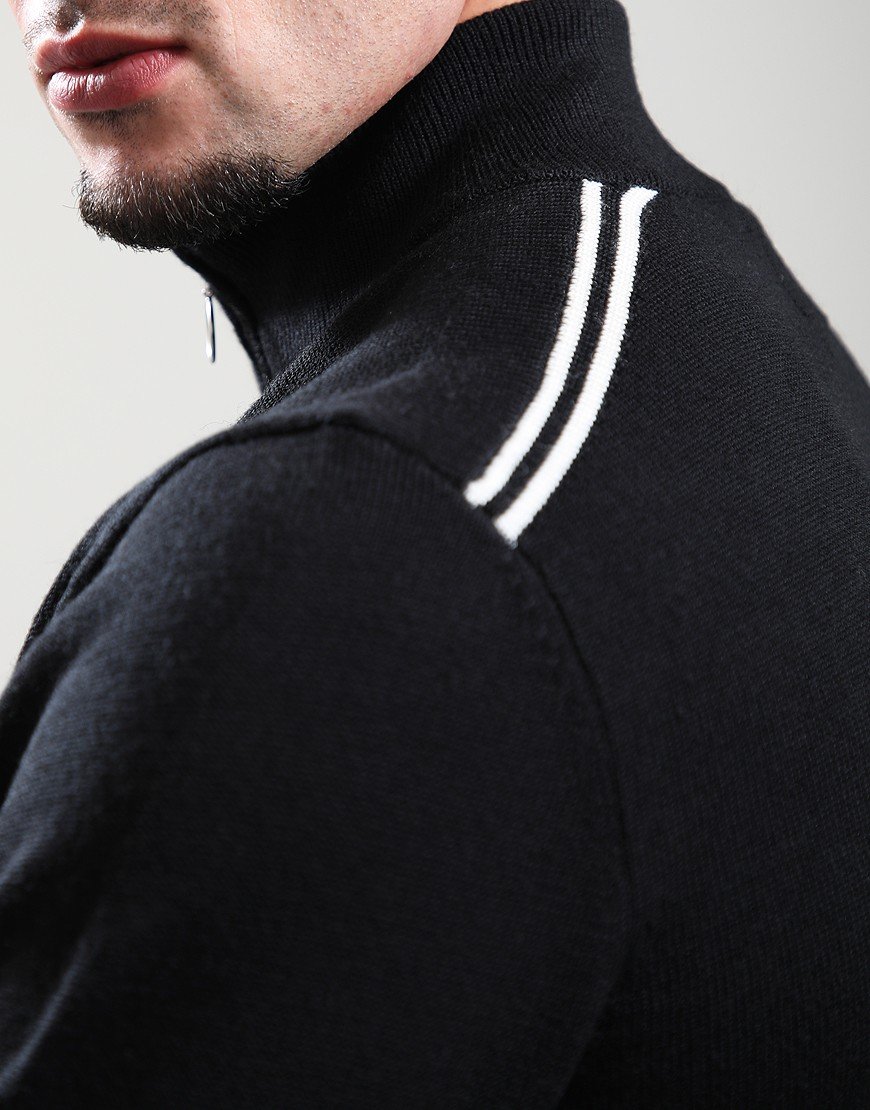 Pretty Green Merino 1/4 Zip Knit Black