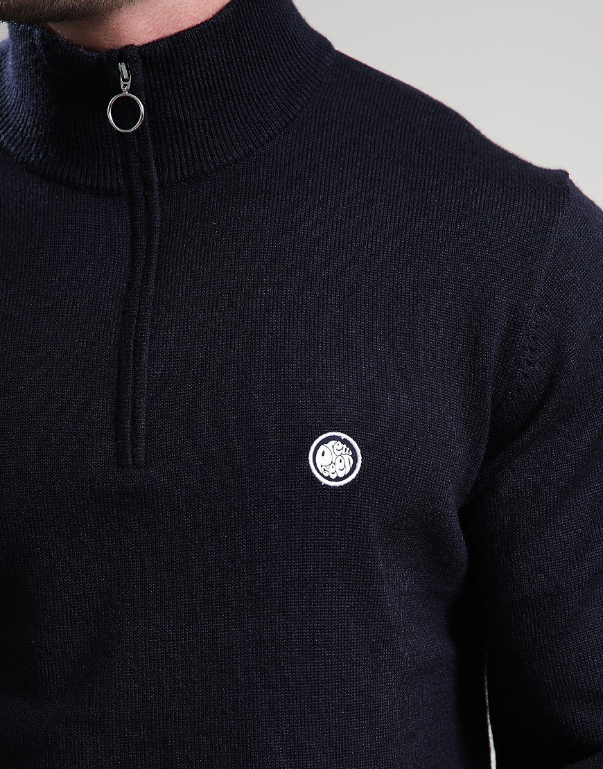 Pretty Green Merino 1/4 Zip Knit Navy Pretty Green Merino 1/4 Zip Knit Navy