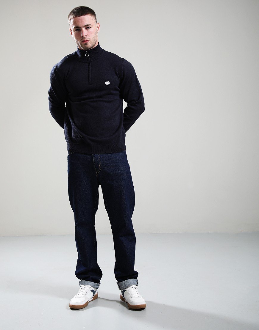 Pretty Green Merino 1/4 Zip Knit Navy Pretty Green Merino 1/4 Zip Knit Navy
