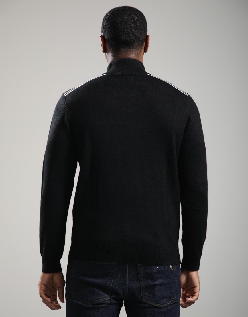 Pretty Green Merino Blend 1/4 Zip Knit Black